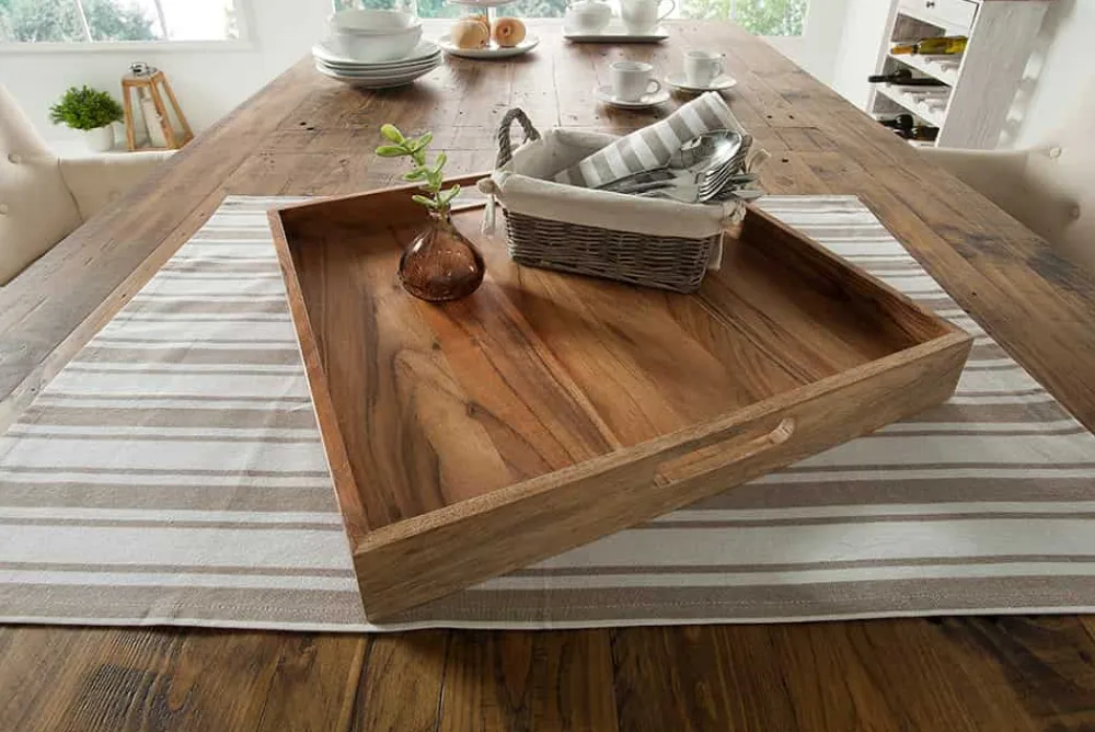 Riess-Ambiente Mehr...|Mehr... > Elegantes Servier Tablett CIANO 40x40cm Akazie Massivholz mit Griffen