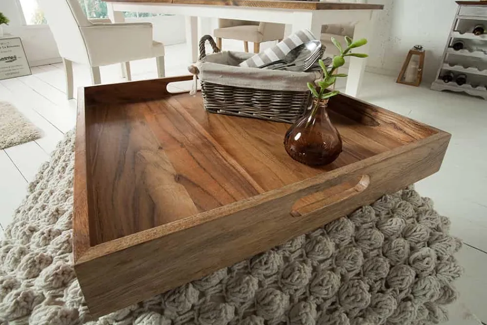 Riess-Ambiente Mehr...|Mehr... > Elegantes Servier Tablett CIANO 40x40cm Akazie Massivholz mit Griffen