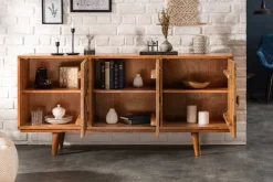 Riess-Ambiente Retro Möbel|Sideboards & Kommoden > Elegantes Sideboard LONG ISLAND 160cm Mangoholz-Optik mit Retro Muster