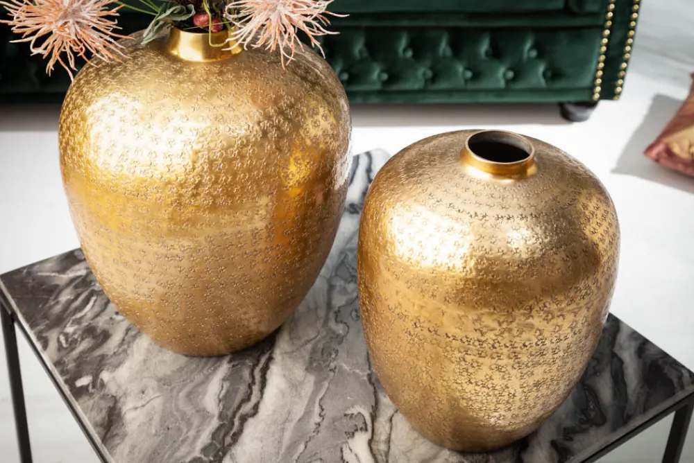 Riess-Ambiente Dekoration|Goldene Möbel > Elegantes Vasen 2er Set ORIENTAL 33cm gold in Handarbeit verziert