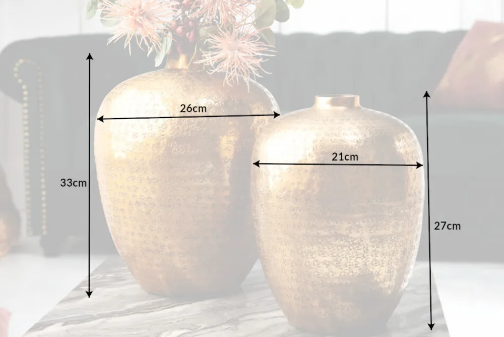 Riess-Ambiente Dekoration|Goldene Möbel > Elegantes Vasen 2er Set ORIENTAL 33cm gold in Handarbeit verziert