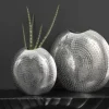Riess-Ambiente Dekoration|Vasen > Elegantes Vasen 2er Set ORIENTAL 44cm silber im Grid Hammerschlag Design
