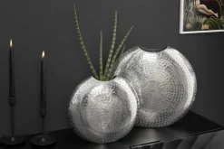 Riess-Ambiente Dekoration|Vasen > Elegantes Vasen 2er Set ORIENTAL 44cm silber im Grid Hammerschlag Design
