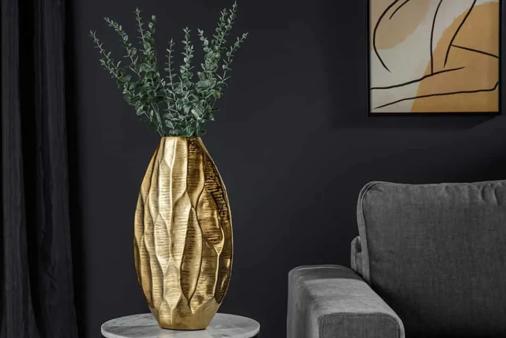 Riess-Ambiente Dekoration|Goldene Möbel > Elegante Vase ORGANIC ORIENT 44cm gold Hammerschlag Design