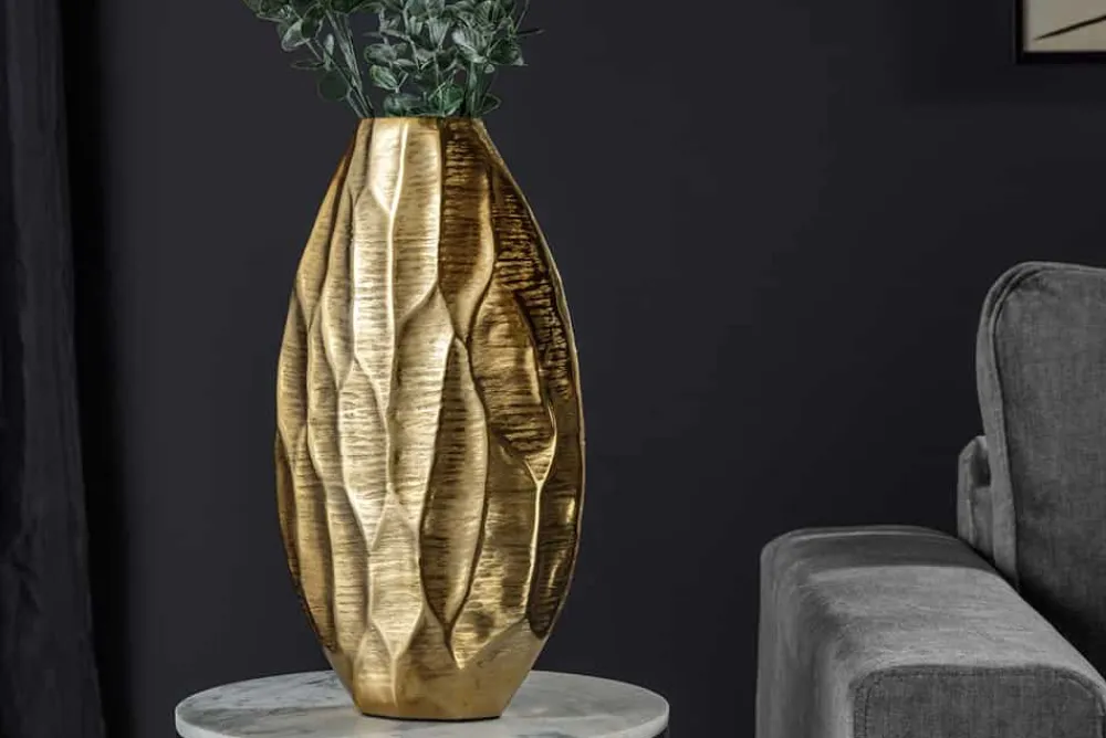 Riess-Ambiente Dekoration|Goldene Möbel > Elegante Vase ORGANIC ORIENT 44cm gold Hammerschlag Design