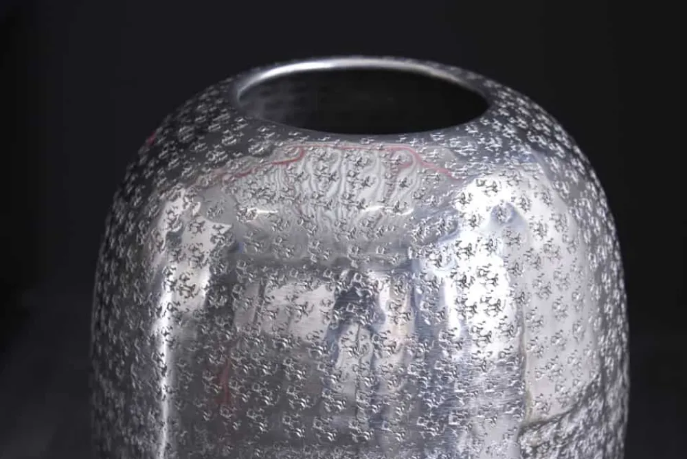 Riess-Ambiente Dekoration|Vasen > Elegante Vase ORIENTAL 50cm silber im Wild Hammerschlag Design