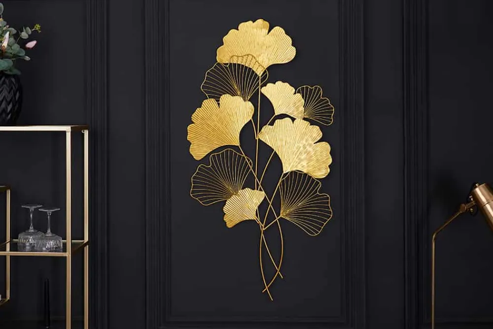 Riess-Ambiente Goldene Möbel|Wanddekoration > Elegante Wanddeko GINKGO 110cm gold in filigraner Blattform