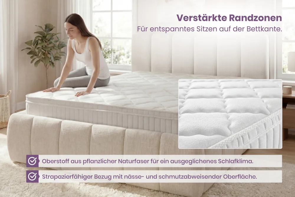 Riess-Ambiente Polsterbetten|Matratzen & Topper > Ergonomische Boxspringmatratze CLOUD FLEX 160x200cm Tonnentaschenfederkern 7-Zonen