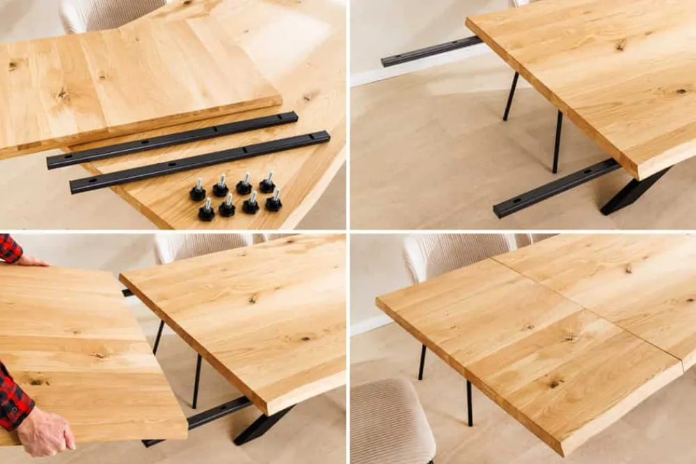 Riess-Ambiente Esstische|Mehr... > 2er Set Ansteckplatten WILD OAK 50cm natur Wildeiche geölt Massivholz Esstisch Verlängerung Baumkante