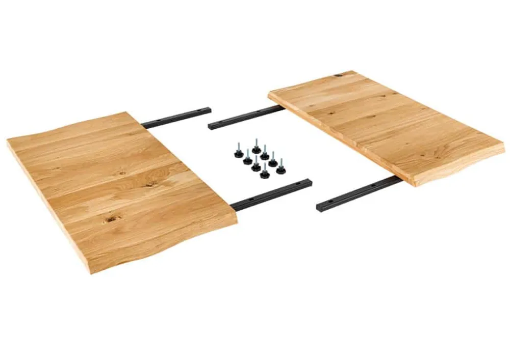 Riess-Ambiente Esstische|Mehr... > 2er Set Ansteckplatten WILD OAK 50cm natur Wildeiche geölt Massivholz Esstisch Verlängerung Baumkante