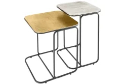 Riess-Ambiente Retro Möbel|Beistelltische > 2er Set Beistelltisch ABSTRACT 55cm gold silber schwarz Metall handmade