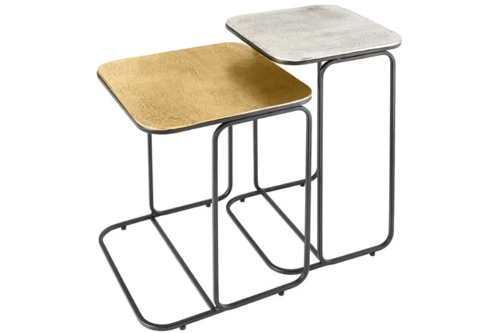 Riess-Ambiente Retro Möbel|Beistelltische > 2er Set Beistelltisch ABSTRACT 55cm gold silber schwarz Metall handmade