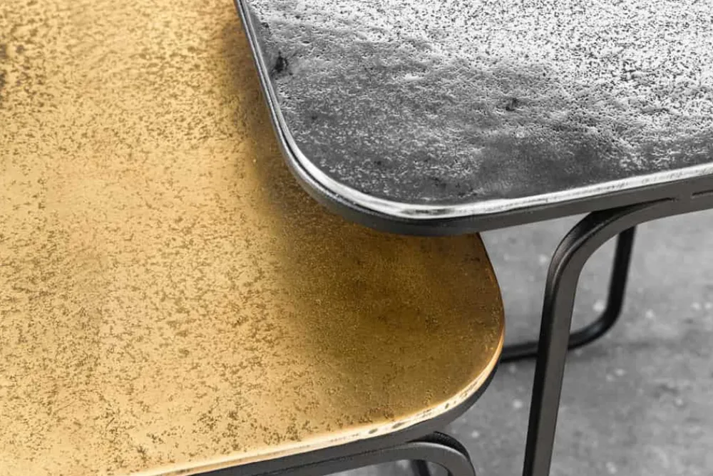 Riess-Ambiente Retro Möbel|Beistelltische > 2er Set Beistelltisch ABSTRACT 55cm gold silber schwarz Metall handmade
