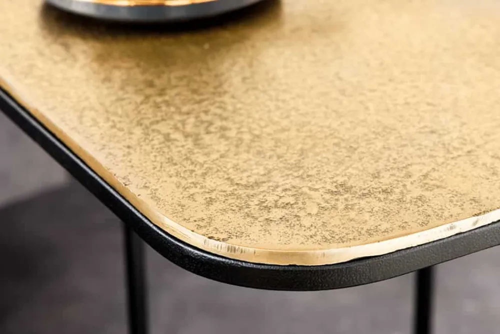Riess-Ambiente Retro Möbel|Beistelltische > 2er Set Beistelltisch ABSTRACT 55cm gold silber schwarz Metall handmade