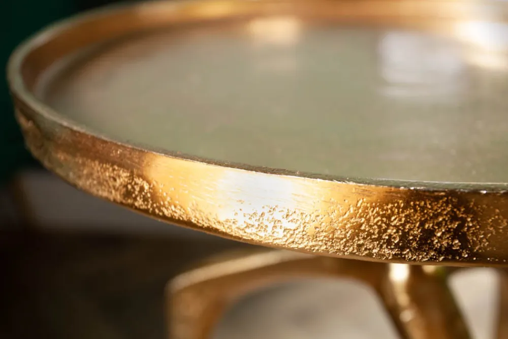 Riess-Ambiente Beistelltische|Goldene Möbel > 2er Set Beistelltische ABSTRACT 60cm gold Metall rund Shabby Chic Design