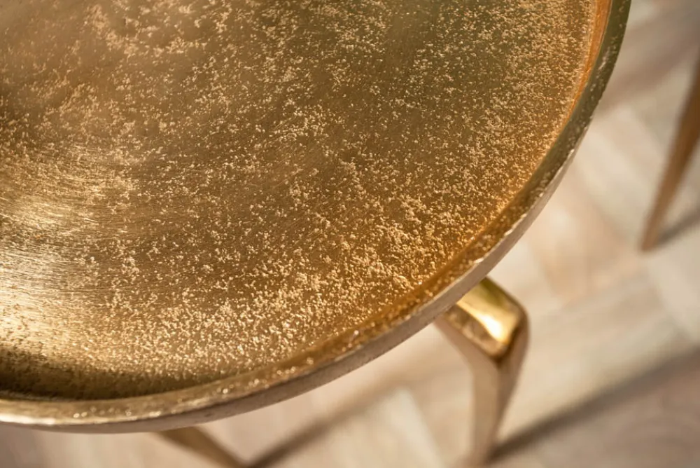 Riess-Ambiente Beistelltische|Goldene Möbel > 2er Set Beistelltische ABSTRACT 60cm gold Metall rund Shabby Chic Design