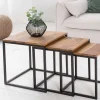 Riess-Ambiente Mehr...|Couchtische > 3er Set Beistelltisch ELEMENTS 40cm braun Sheesham Massivholz stone finish Metall