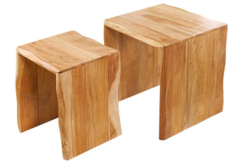 Riess-Ambiente Beistelltische|Couchtische & Truhen > 2er Set Beistelltische MAMMUT 55cm braun massives Akazienholz