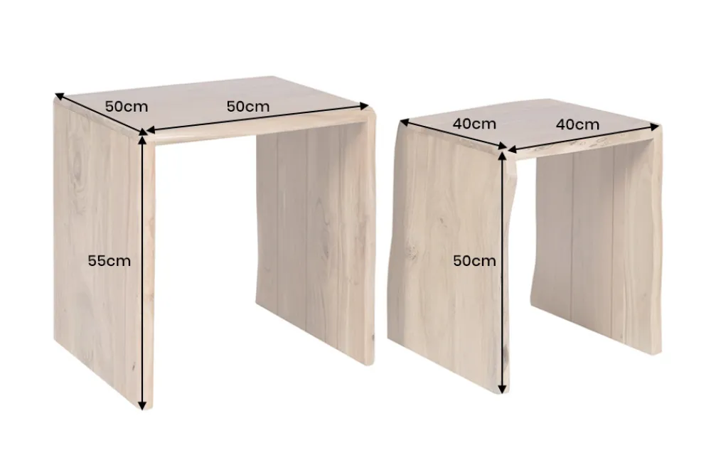 Riess-Ambiente Beistelltische|Couchtische & Truhen > 2er Set Beistelltische MAMMUT 55cm braun massives Akazienholz