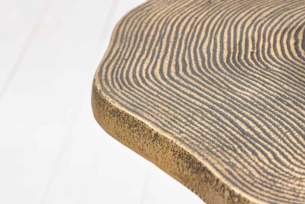 Riess-Ambiente Beistelltische|Goldene Möbel > 3er Set Beistelltische ORGANIC 60/50/40cm antik messing Metall rund Baumstamm schwarze Beine