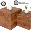 Riess-Ambiente Mehr...|Couchtische > 2er Set Beistelltische Würfel MAKASSAR 40cm braun Sheesham Massivholz stone finish