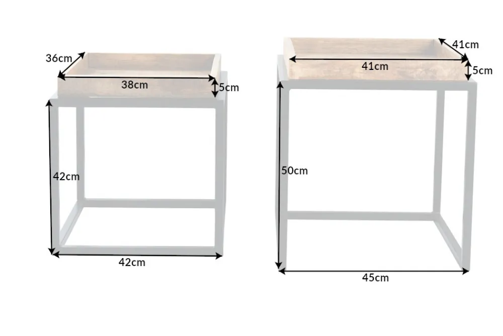 Riess-Ambiente Mehr...|Couchtische > 2er Set Beistelltisch SERVITEUR 50cm natur Mangoholz schwarzes Metallgestell Couchtische massiv