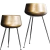 Riess-Ambiente Dekoration|Goldene Möbel > 2er Set Blumentopf FLOWERS 65cm messing gold schwarz Hammerschlag-Design