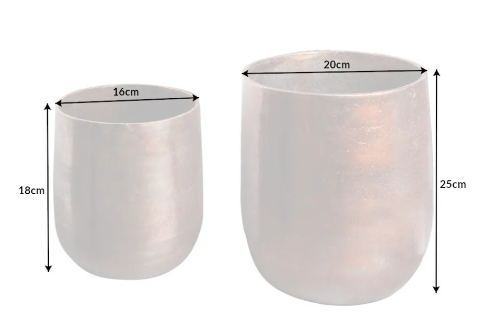 Riess-Ambiente Dekoration > 2er Set Blumentopf FLOWERS L 15/20cm Metall kupfer geflammt