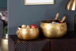 Riess-Ambiente Dekoration|Goldene Möbel > 3er Set Blumentopf ORIENT 25/20/15cm Metall gold Hammerschlag Design