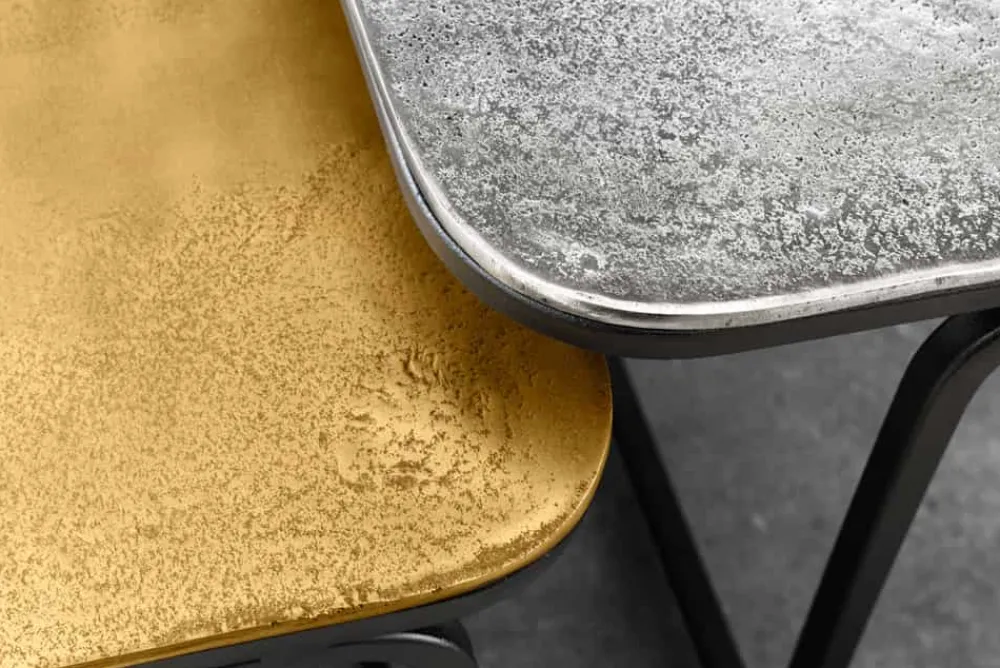 Riess-Ambiente Goldene Möbel|Couchtische & Truhen > 2er Set Couchtisch ABSTRACT 60cm gold silber schwarz Metall handmade