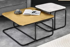 Riess-Ambiente Goldene Möbel|Couchtische & Truhen > 2er Set Couchtisch ABSTRACT 60cm gold silber schwarz Metall handmade