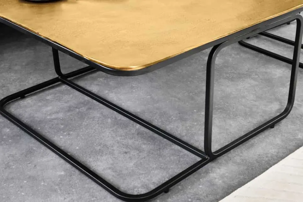 Riess-Ambiente Goldene Möbel|Couchtische & Truhen > 2er Set Couchtisch ABSTRACT 60cm gold silber schwarz Metall handmade