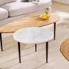 Riess-Ambiente Mehr...|Couchtische > 2er Set Couchtische ADLON 110cm natur weiß Akazienholz Marmor schwarz Metall