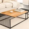 Riess-Ambiente Mehr...|Industrial Loft > 2er Set Couchtische ARCHITECTURE 90cm natur Akazienholz schwarz Steinfurnier Metall