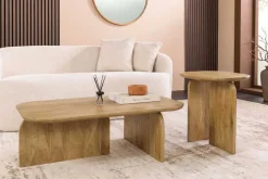 Riess-Ambiente Mehr...|Couchtische > 2er Set Couchtische GATSBY 100cm braun Mangoholz organische Form Beistelltisch