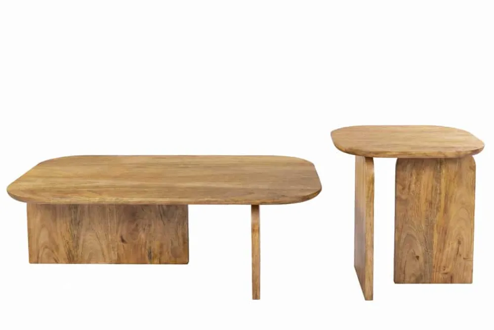 Riess-Ambiente Mehr...|Couchtische > 2er Set Couchtische GATSBY 100cm braun Mangoholz organische Form Beistelltisch