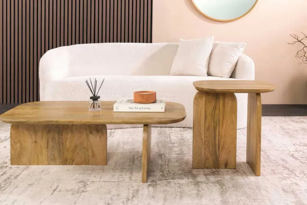 Riess-Ambiente Mehr...|Couchtische > 2er Set Couchtische GATSBY 100cm braun Mangoholz organische Form Beistelltisch