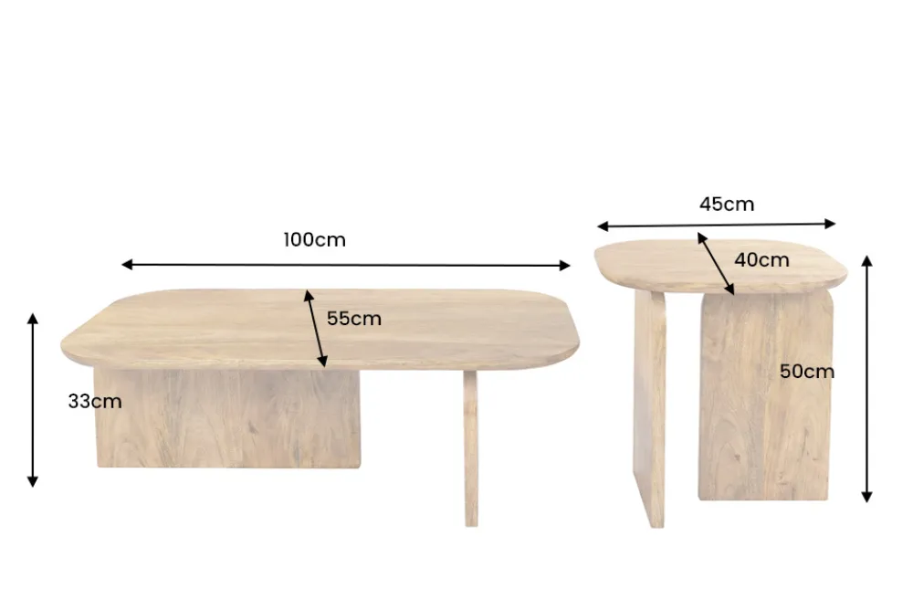 Riess-Ambiente Mehr...|Couchtische > 2er Set Couchtische GATSBY 100cm braun Mangoholz organische Form Beistelltisch