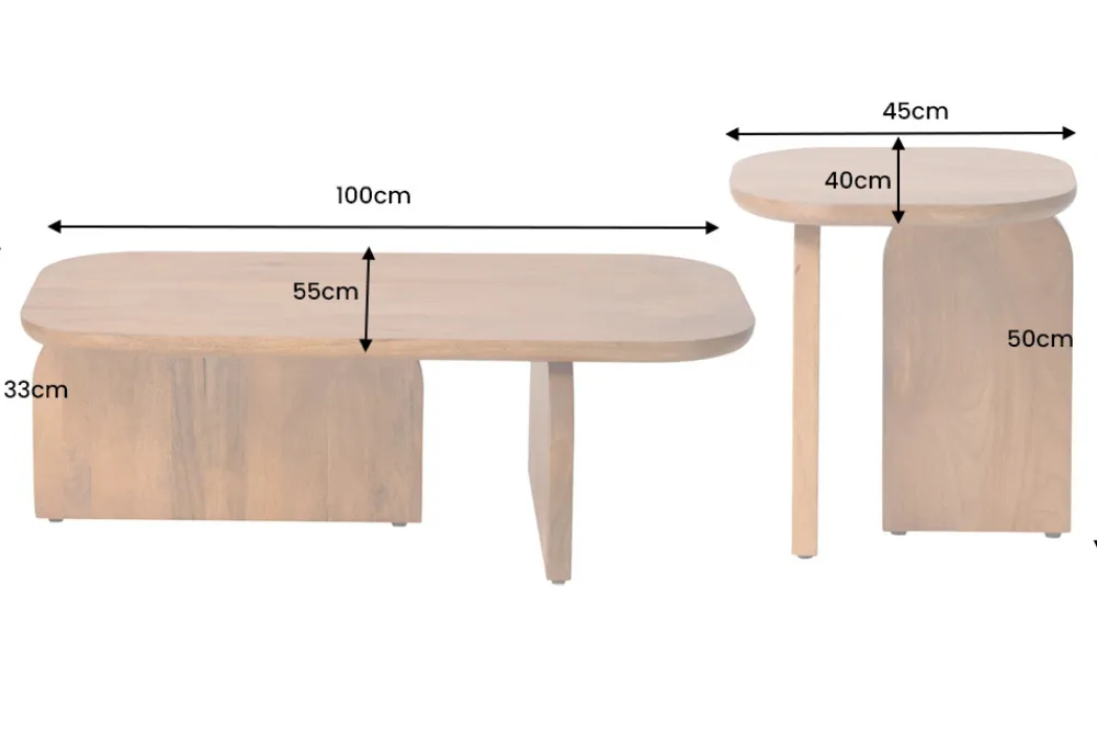 Riess-Ambiente Couchtische & Truhen > 2er Set Couchtische GATSBY 100cm braun Akazienholz organische Form Beistelltisch