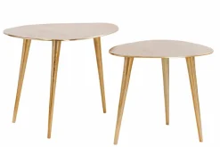 Riess-Ambiente Goldene Möbel|Couchtische & Truhen > 2er Set Couchtisch ELEMENTS 50cm gold Metall Handarbeit