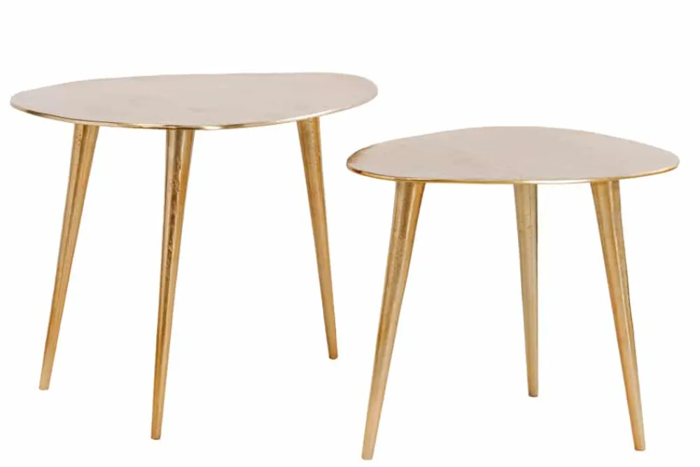 Riess-Ambiente Goldene Möbel|Couchtische & Truhen > 2er Set Couchtisch ELEMENTS 50cm gold Metall Handarbeit
