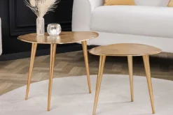 Riess-Ambiente Goldene Möbel|Couchtische & Truhen > 2er Set Couchtisch ELEMENTS 50cm gold Metall Handarbeit