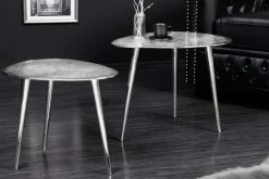 Riess-Ambiente Couchtische & Truhen|Retro Möbel > 2er Set Couchtisch ELEMENTS 50cm silber Metall Handarbeit