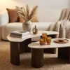 Riess-Ambiente Skandinavisch|Couchtische & Truhen > 2er Set Couchtische OSAKA 120cm champagner greige Travertin Keramik Walnuss