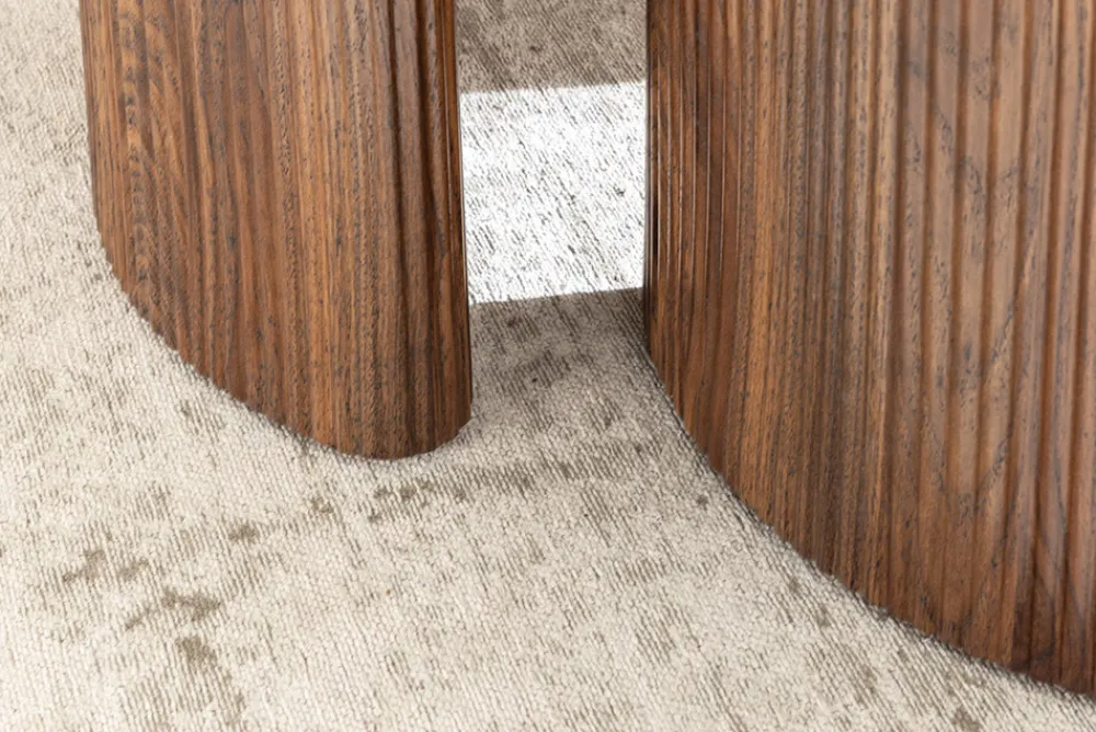 Riess-Ambiente Skandinavisch|Couchtische & Truhen > 2er Set Couchtische OSAKA 120cm champagner greige Travertin Keramik Walnuss