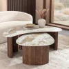 Riess-Ambiente Skandinavisch|Couchtische & Truhen > 2er Set Couchtische OSAKA 120cm weiß Pandora Keramik Walnuss