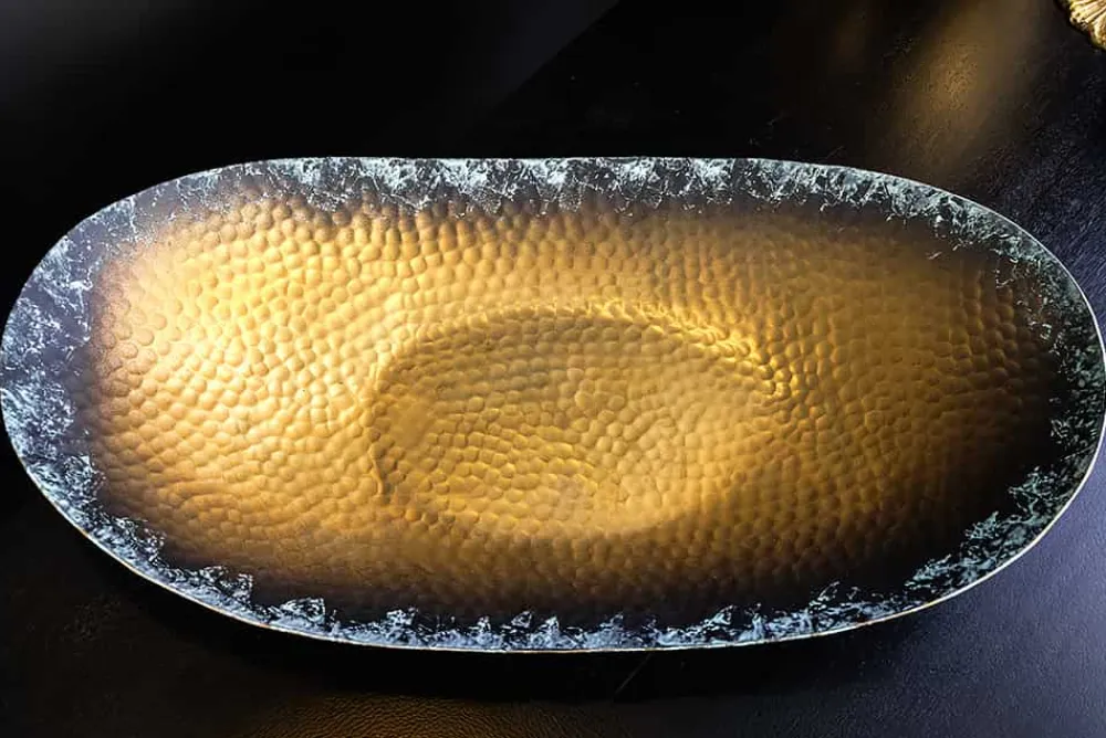 Riess-Ambiente Goldene Möbel|Schalen > 2er Set Deko Schalen ORIENT 45cm gold Hammerschlag Design mit Patina