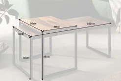 Riess-Ambiente Mehr...|Couchtische > 2er Set Design Couchtisch ELEMENTS 100cm Sheesham Massivholz stone finish Metallgestell