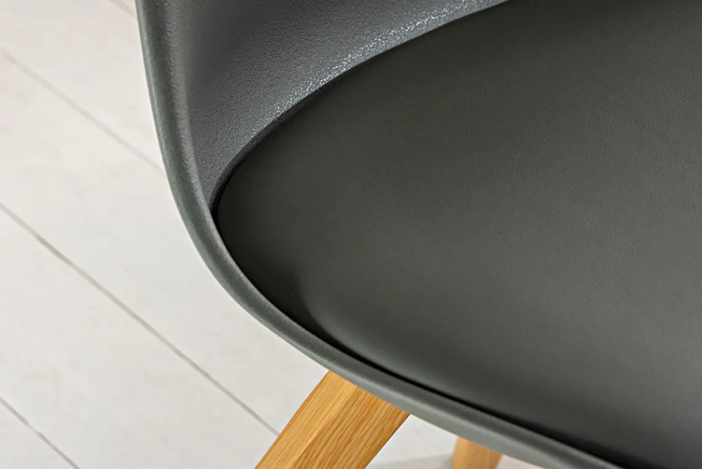 Riess-Ambiente Skandinavisch|Stühle > 2er Set Design Stuhl SCANDINAVIA MEISTERSTÜCK grau Kunstleder natur Metall Eichen-Optik