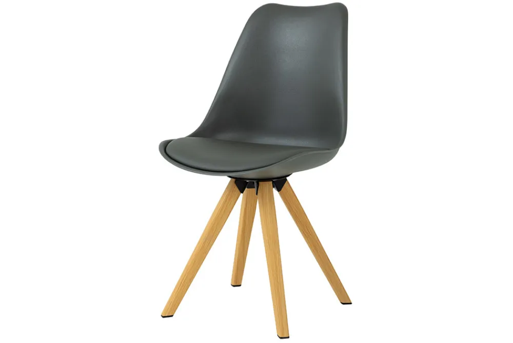 Riess-Ambiente Skandinavisch|Stühle > 2er Set Design Stuhl SCANDINAVIA MEISTERSTÜCK grau Kunstleder natur Metall Eichen-Optik